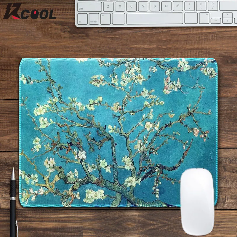 Blossom bureau bureau Pad peinture caoutchouc antidérapant Style Pad Table amande bureau souris Gogh huile tapis tapis Van maison Base souris