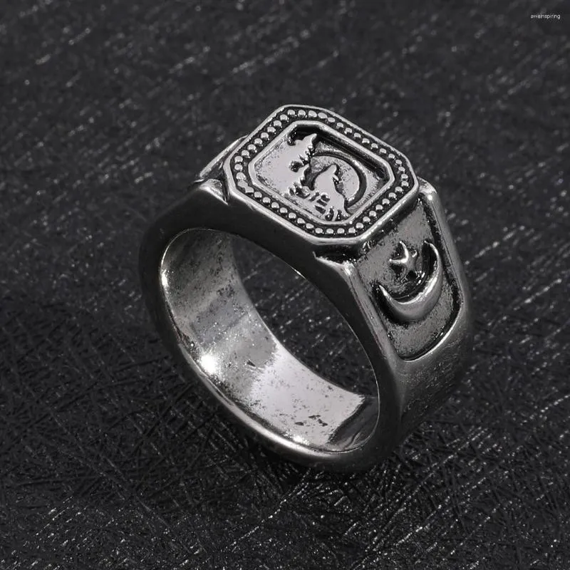 Wedding Rings Style Alloy Wolf Square Ring Men Hiphop Trend Jewelry Vintage Irregular Party Metal Gift Cool