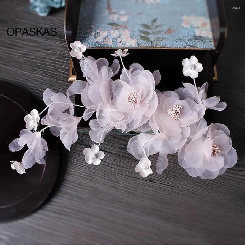 Pinzas para el cabello, diademas hechas a mano, accesorios de boda para mujer, diademas de perlas de flores blancas de tejido, Tiaras, tocado nupcial para graduación, joyería