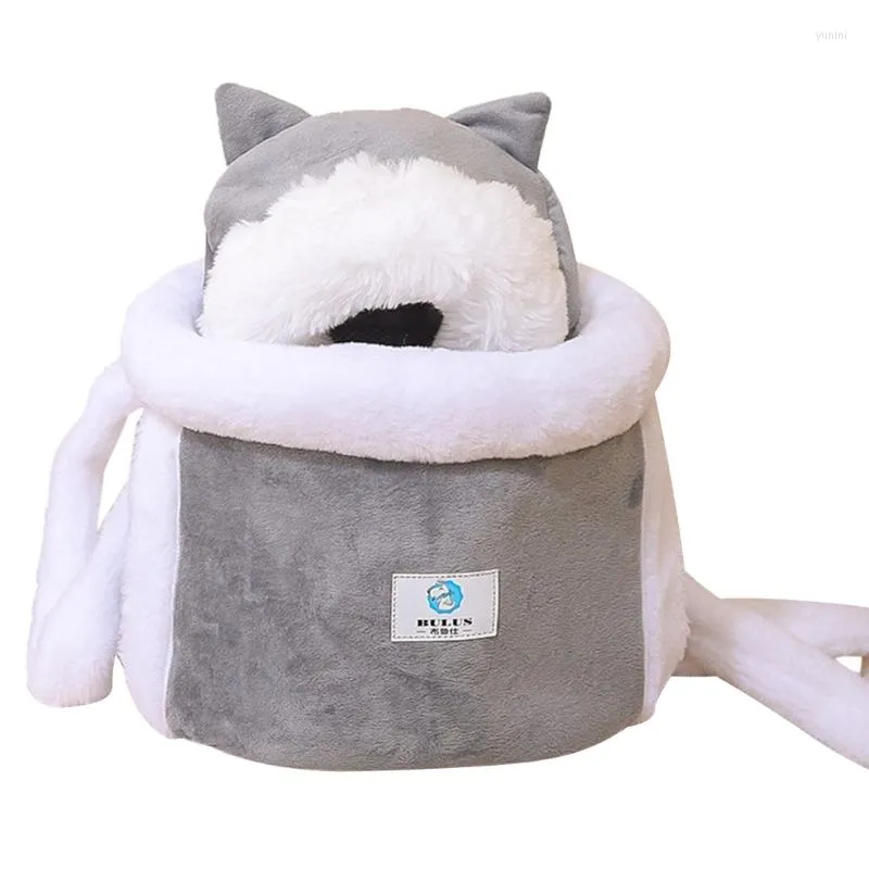 Borsa per trasportini per gatti per zaino per cani di piccola taglia portatile da viaggio invernale peluche calda imbracature per gattini KXRE