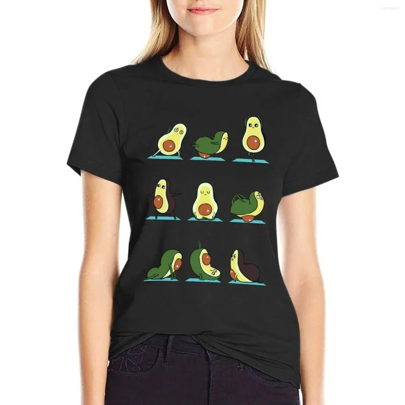 Camisas polo femininas Avocado Yoga T-shirt Graphic Tees Oversized Plus Size Tops Black T-shirts para mulheres