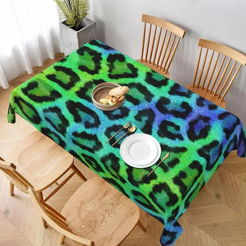 Table Cloth Blue Green Leopard Animal Tablecloth Print Picnic Polyester Cover Vintage Protection Custom