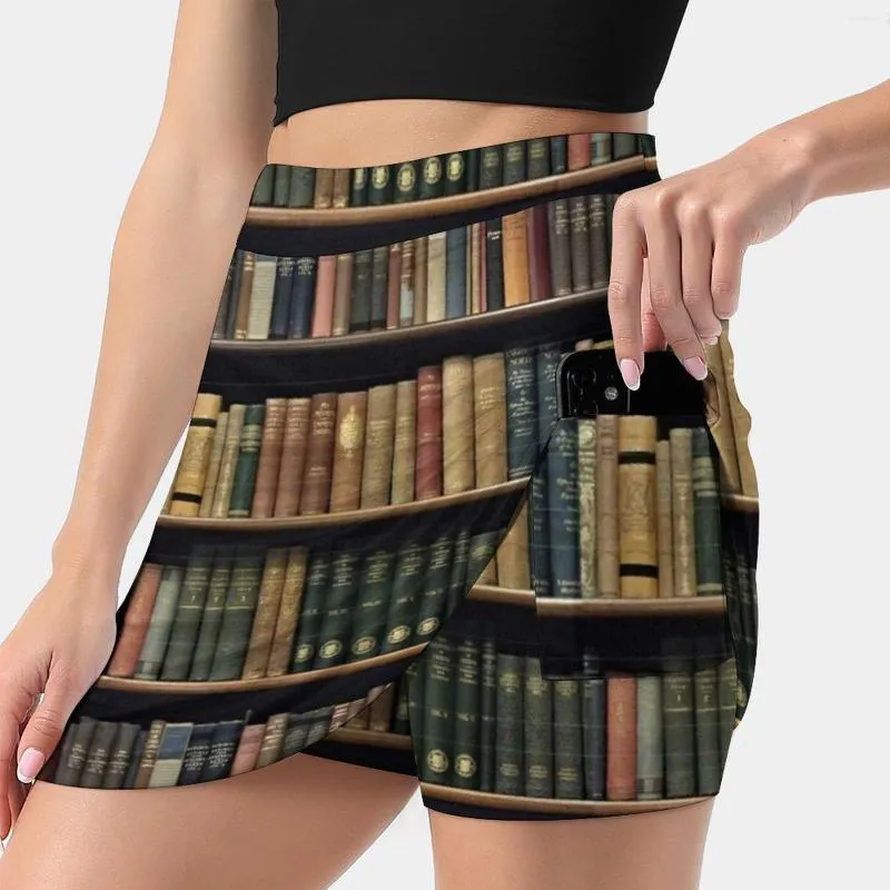 Rokken eindeloze bibliotheek (patroon) damesrok met verberel pocket tennisgolf badminton hardloopboeken boeken