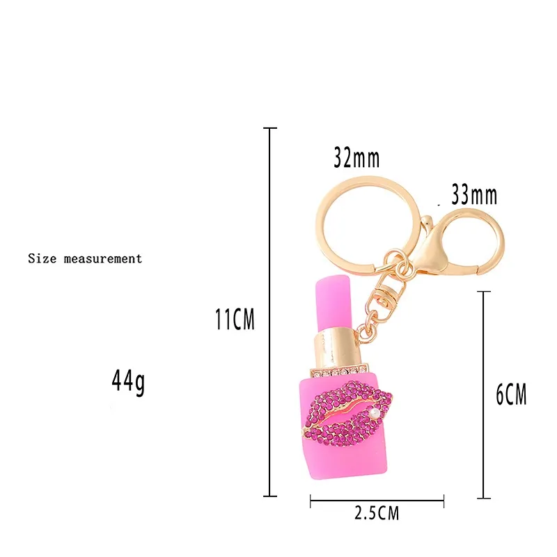 Fashion Rhinestone Lipstick Keychain Pendant Fashion Zinc Alloy Bag Hanging Keychains Jewelry Accessories Gift