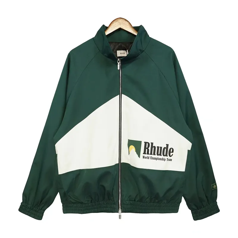 RHude-Jacke für Herren, Designer-Herrenjacken, modisch, Stehkragen, kurz, schmal geschnitten, mit Buchstaben, bedruckt, Jacke für Herren, modisch, sportlich, lässig, locker, Herren-Oberbekleidung