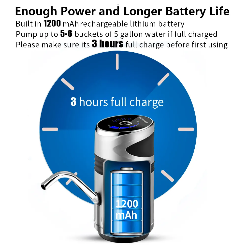 Pompe à Eau Électrique TIEMORE - Distributeur USB Rechargeable - 600 ML - Pour Bouteille D'Eau - Silencieux