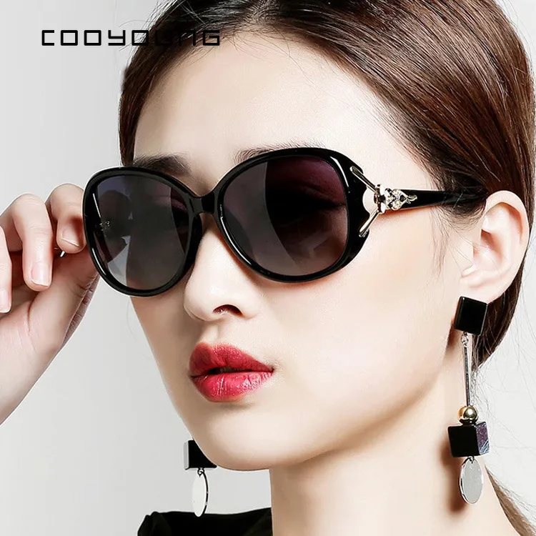 COOYOUNG nouvelles lunettes de soleil pour femmes mode classique diamant grand cadre Anti-UV conduite dames lunettes de soleil femme UV400