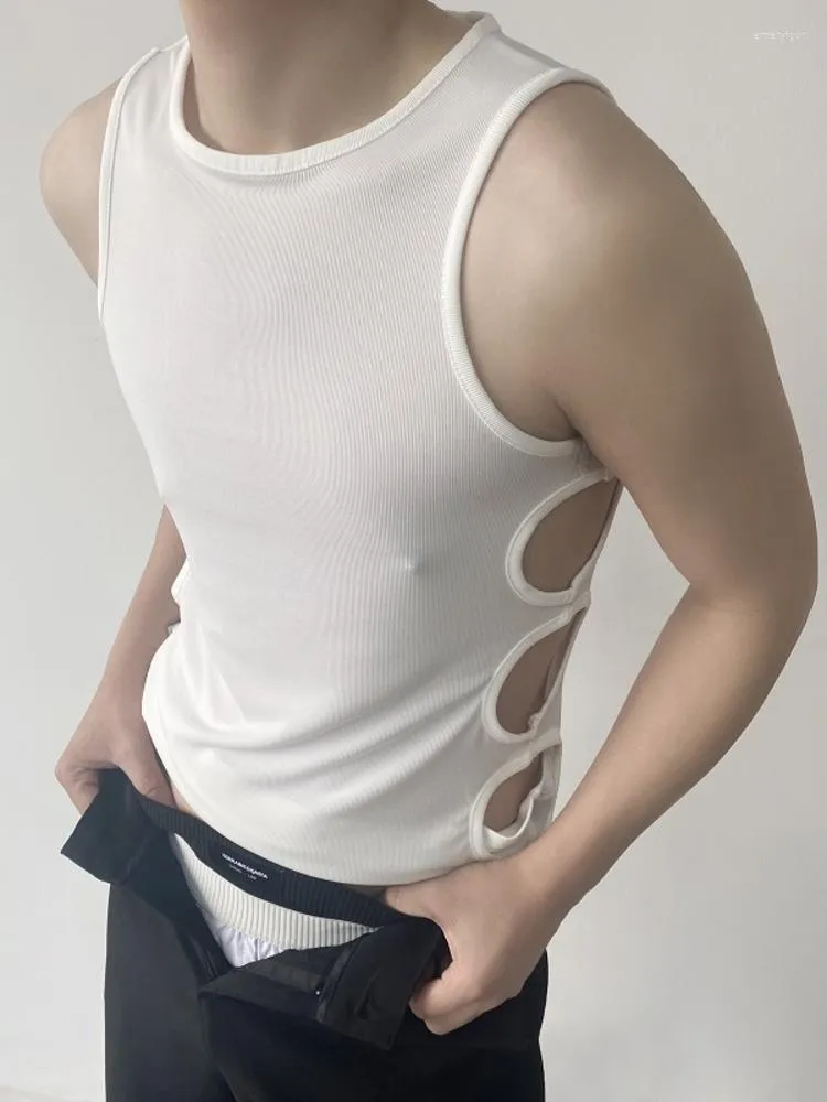 Männer Tank Tops SYUHGFA 2023 Sommer Runde Kragen Casual Ärmellose Weste Koreanischen Stil Persönlichkeit Design Mode Schlanke Westen Top