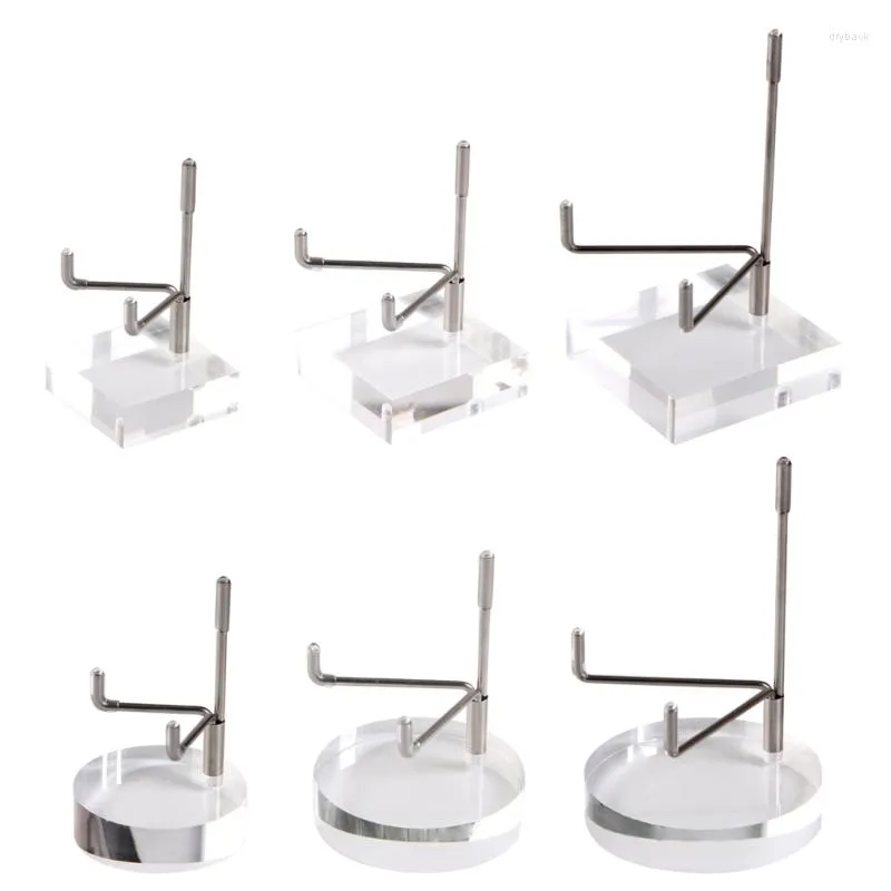 Jewelry Pouches Acrylic Display Stand With Adjustable Metal Arms For Crystal Rock Mineral Gemstones Collectible Rack Shelf