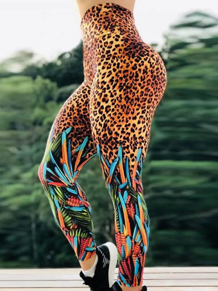 High Waisted Leopard Print Leopard Print Gym Leggings For Women