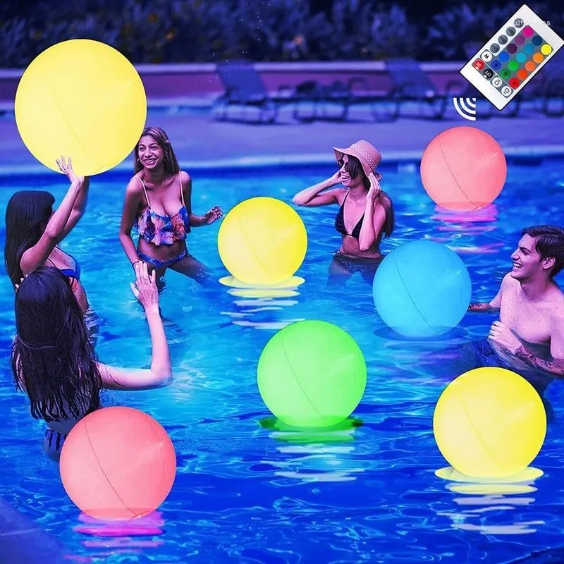 Festdekoration LED-glödande ballong Uppblåsbar badboll med fjärrkontroll Stor vattentät pool utomhus lysande leksaker