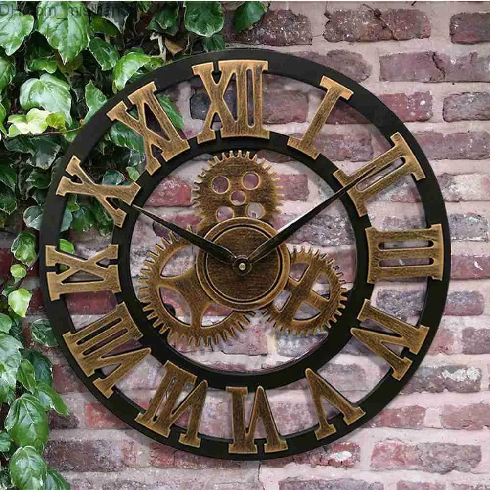 Wall Clocks Industrial Gear Wall Clock Decoration Vintage MDL Wall Clock Industrial Era Style Room Decoration Wall Art Decoration (Without Battery) Z230711