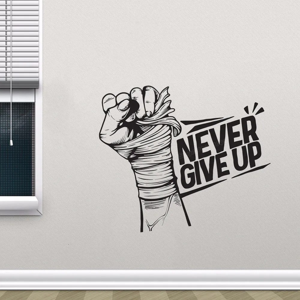 3D-Wandpaneel „Never Give Up“, motivierender Wandaufkleber, Gym Decor, Vinyl, „Never Give Up“-Zitate, Satz, Sporttraining, Aufkleber 230707