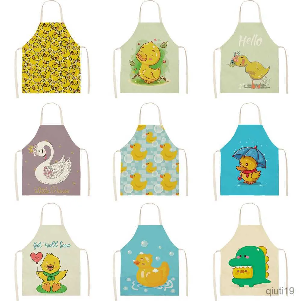 Delantal de cocina Animal Pato Delantal lindo Oversleeve Horno Guantes Almohadillas Cocinar Hornear Delantales de cocina para mujeres Niños R230710