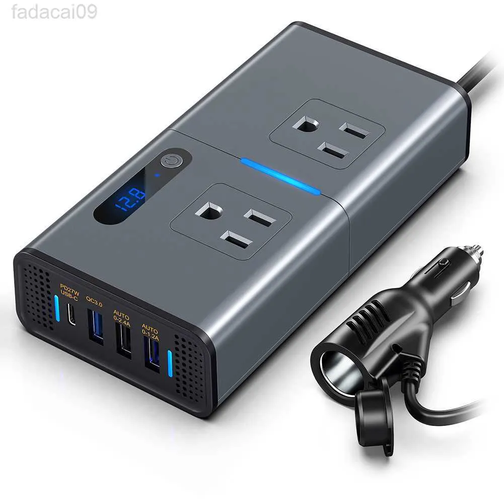 Прыжок стартер 200 Вт инвертор DC 12V в AC 110V Конвертер Auto Inversor Power Adapter Type C USB -зарядное устройство трансформатор автомобильных аксессуаров HKD230710