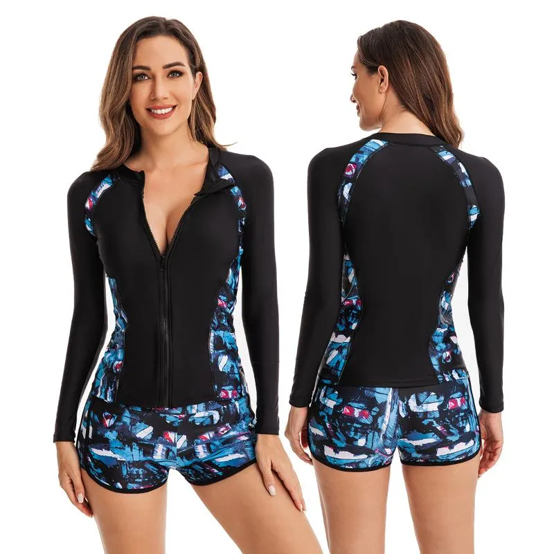 Chlorine Resistant Swimwear Two Piece Rash Guard Long Sleeve Built In Bra  Tops Shorts Swimsuit Bathing Suit With Boyshort Bottom Suits From Xieyunn,  $22.89