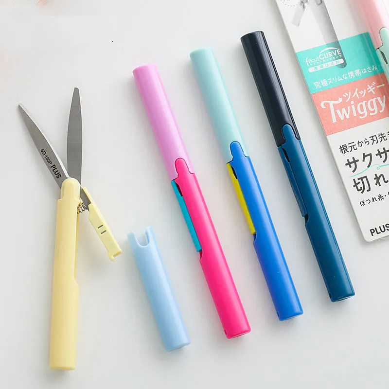 Office Scissors Plus Fitcut Curve Tgy Scissor Multi Color Safe Portable Pair Folding Cutter for Paper Diary School A6572 230707