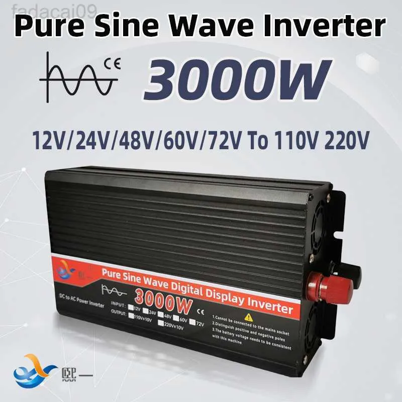 Démarreur de saut puissance à onde sinusoïdale pure DC 12V 24V 48V 60V 72V à AC 110V 220V tension 50Hz 60Hz 3000W connecteur voiture onduleur HKD230710