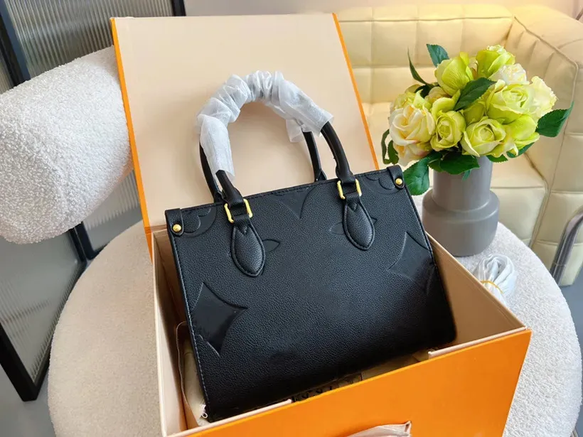 Designer Bag Women tote bag Genuine Leather Letter Embossing Flower Monograms ON THE GO Handbag Purse Crossbody shopping bag