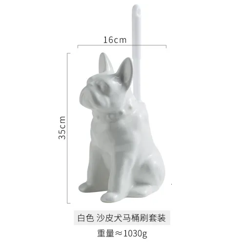 Ceramic Animal Dog Toilet Brush Holder With Long Handle For Efficient