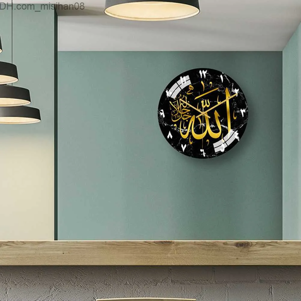 Väggklockor Balram Tema Akryldekoration Väggklocka Batterifri Eid al-Fitr Heminredning Muslimsk 3D Tapetklocka Z230710