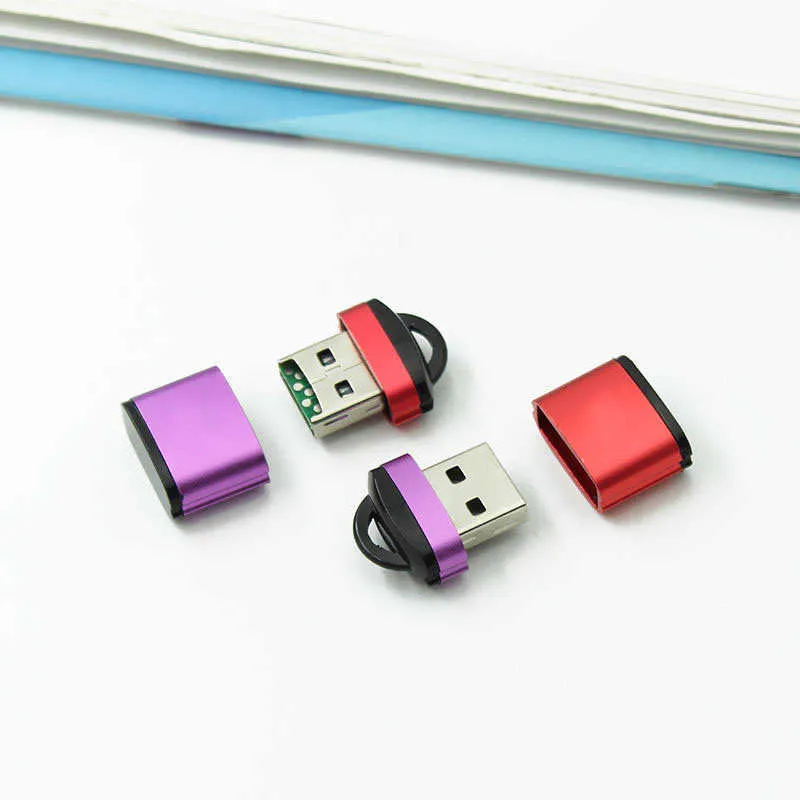 카드 리더 TF 알루미늄 체인 미니 USB2.0 T- 플래시 카드 휴대 전화 메모리 카드 리더