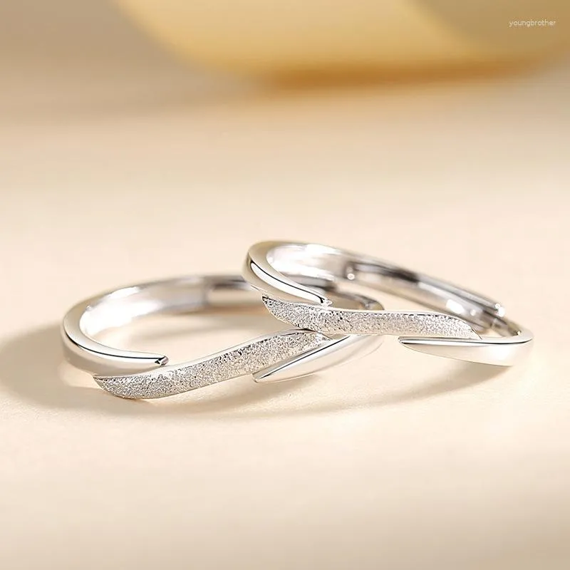 Cluster-Ringe aus echtem, zertifiziertem Sterling-925-Silber, Paar für Liebhaber, Männer und Frauen, originelles Design, einheitliches Schmuckgeschenk