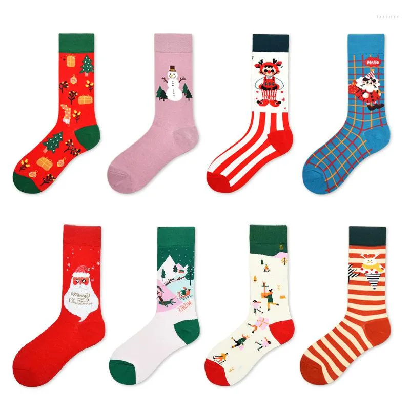 Chaussettes Femmes Automne Et Hiver Conception Bonhomme De Neige De Noël Pour Les Personnes Âgées En Tube Women's Tide