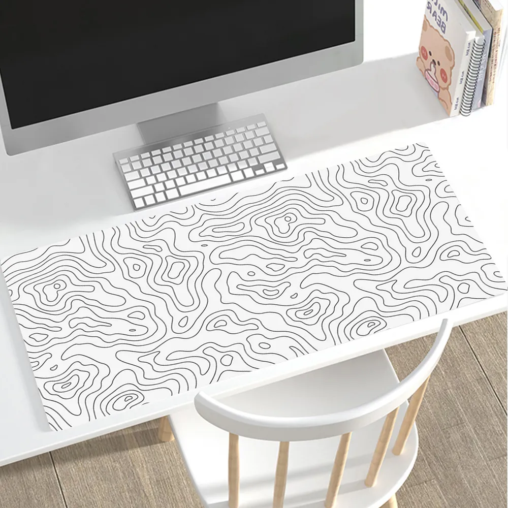 Grand tapis de souris de jeu noir et blanc Gamer grand tapis de souris jeu d'ordinateur bord de verrouillage tapis de souris 90x40cm clavier tapis de souris de bureau