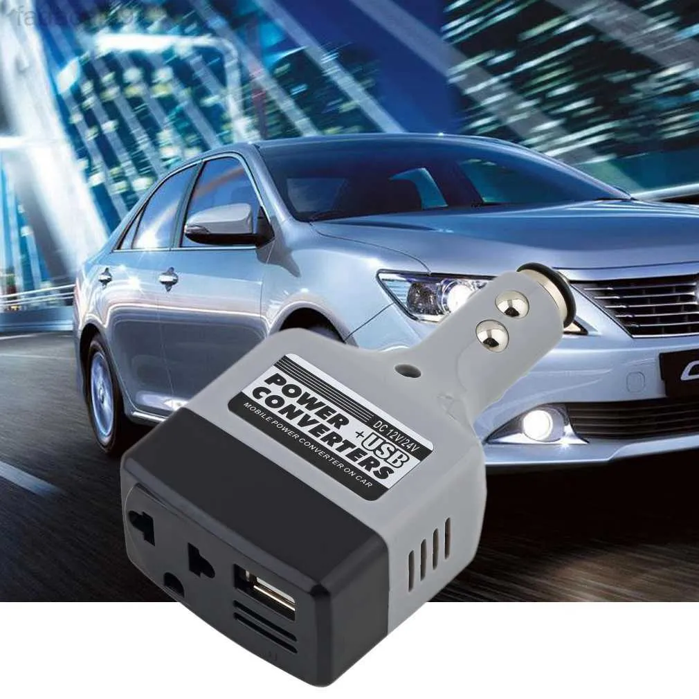 Старший стартер Universal 2 в 1 DC 12V 24 В до AC 220V Auto Mobile Car Power Converter Adapter с USB -зарядным устройством LOWER SOCKET HKD230710