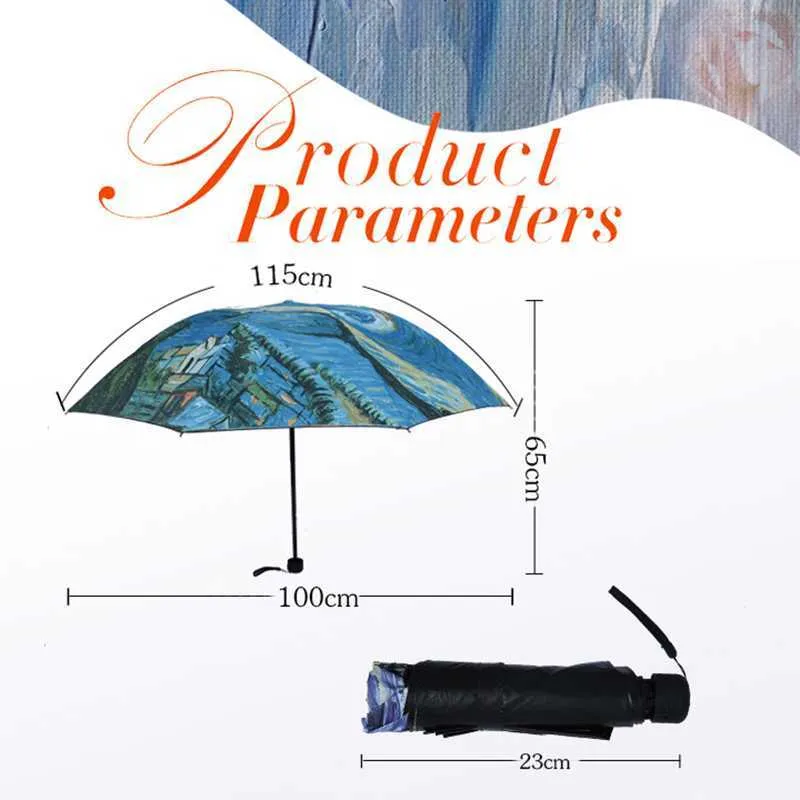 Parasle składane wiatrakowy parasol van gogh obraz olejny parasol parasol parasol żeński parasol na świeżym powietrzu parasol