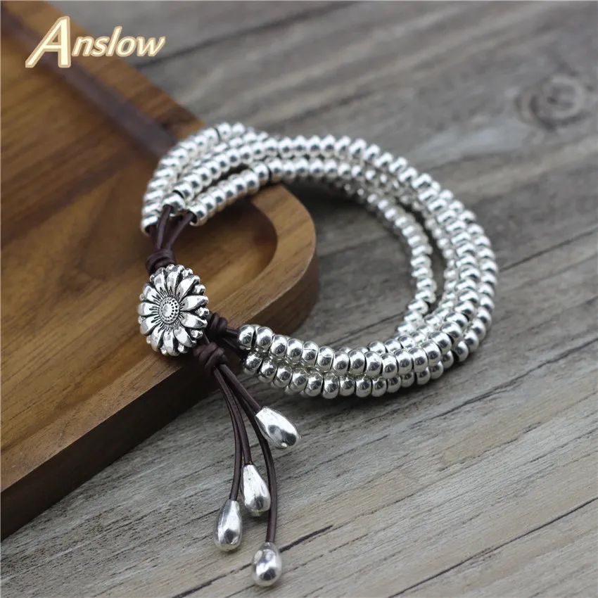 Цепочка Anslow Оптовая мода Lucky Comemade Bead Little Sunflower Cround Braslet Brangle для женщин подарка на день рождения low0836lb 230710