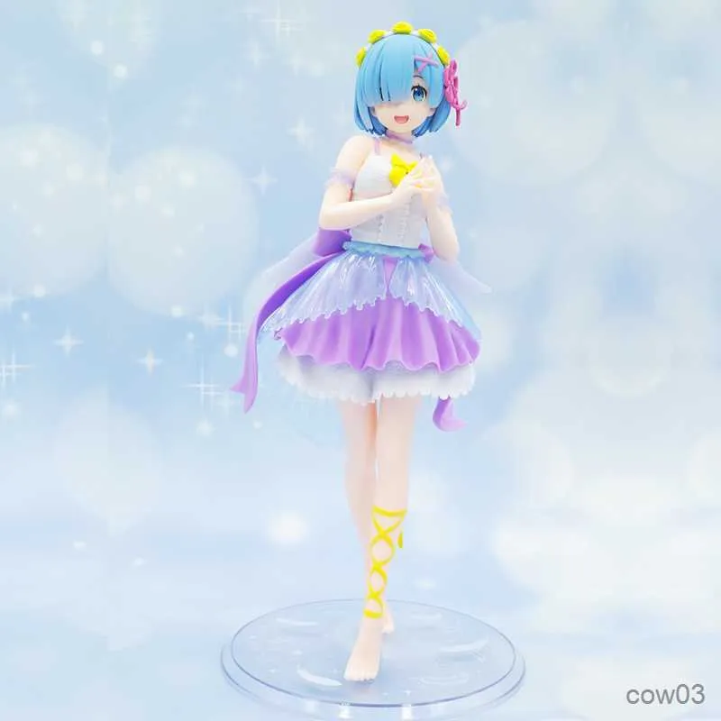 Action Toy Figures 19CM Anime Figure Re Life In Different World From Zero Cute Angel Purple Dress Stand Modèle Static Collection Doll R230710