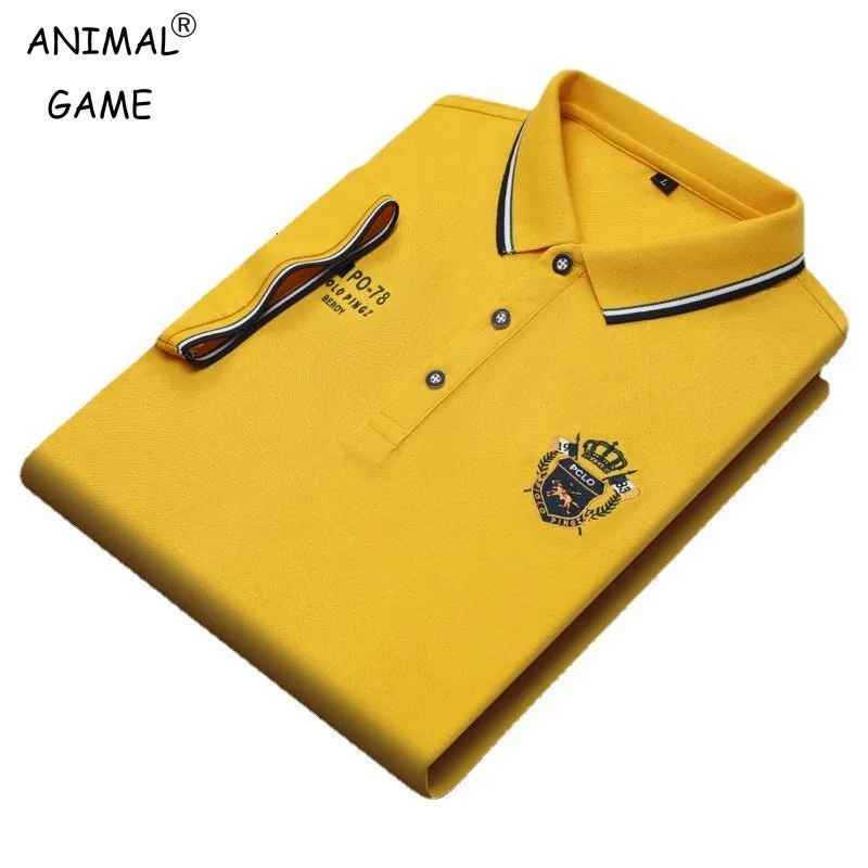 Mannen T-shirts Koreaanse Mode Polo Shirt Zomer Luxe Geborduurde Katoenen Revers Kraag Anti Rimpel Korte Mouwen Tops 230707