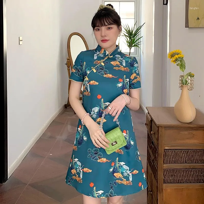 Этническая одежда fzslcyiyi Plus Size 3xl 4xl Vintage Modern Cheongsam платье Женские вечеринка повседневное лето Qipao традиционные китайцы