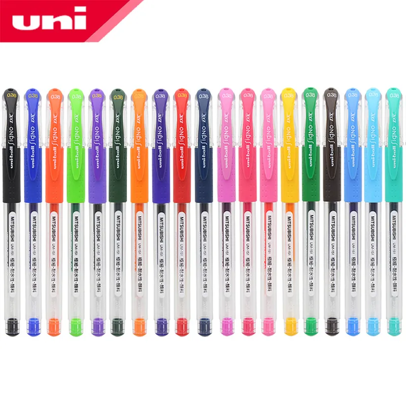 Гель-ручки 12 шт./Лот Uni UM-151 Шаровой сигнал Гель чернила ручка 0,38 мм ПЕРЫ 20 Выбор цвета.