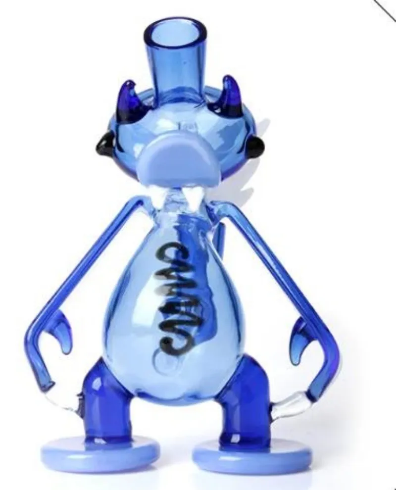стеклянная утка уникальная креативная дизайн нефтяная буровая установка Dab Небольшой пузырьк переработанный синяя курительная труба