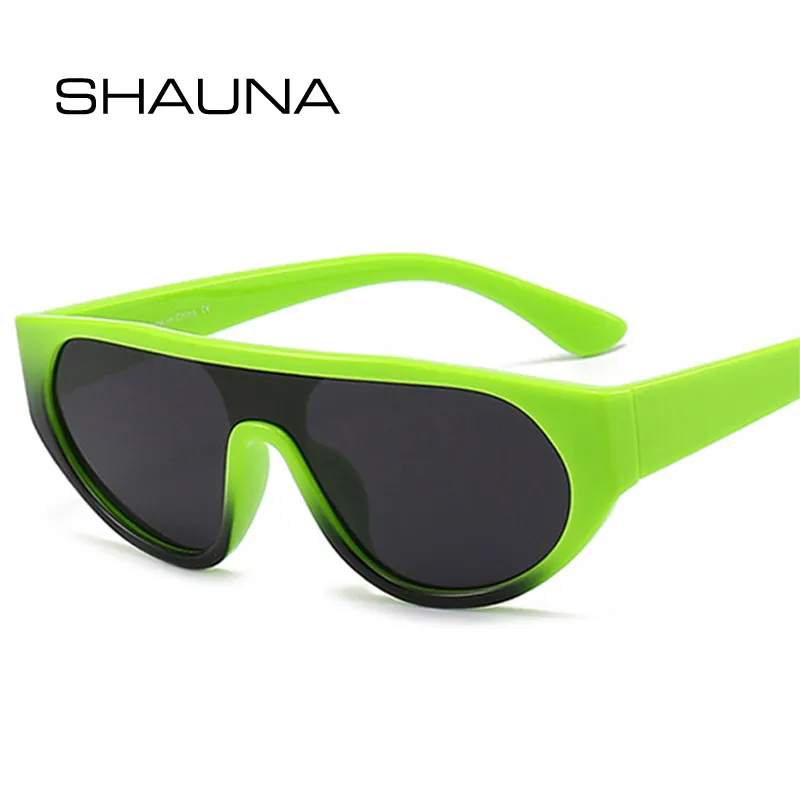 SHAUNA Retro Cat Eye One Piece Occhiali da sole a doppio colore Donna Fashion Green Pink Shades UV400 Occhiali da sole da uomo