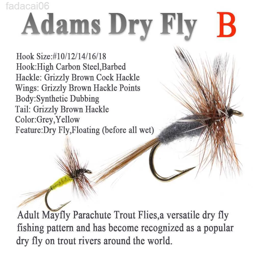 The Fly Fishing Place Adams Classic Trout Dry Fly Fishing Flies - Set of 6  Flies Size 12