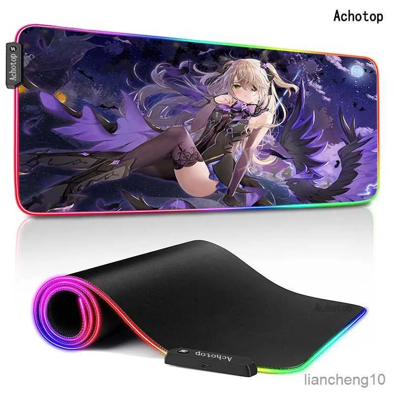 Mouse Pads Wrist Anime Mouse Pad XL PC Gamer Computer Laptop LED Keyboard Mouse Mat Luminous Large Mousepad Keyboard Desk R230710