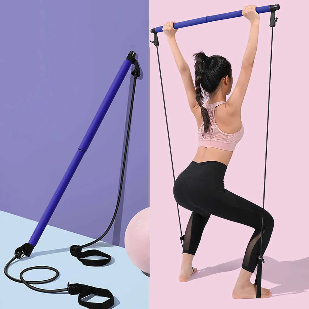 Fasce di resistenza MOIVOGR Pilates Stick Yoga Resistance Band Pilates Stick Donna Attrezzatura per il fitness indoor Allenamento sportivo Fasce elastiche HKD230710