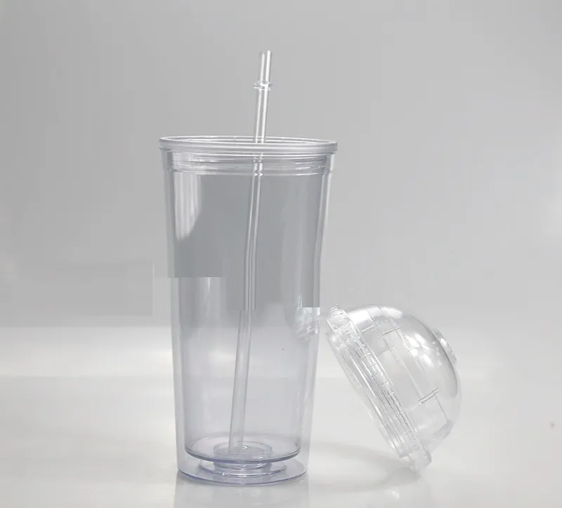 ドリンクウェアタンブラーダブルプラスチック 20 オンス水カップ透明ストローカップ学生用送料無料市平