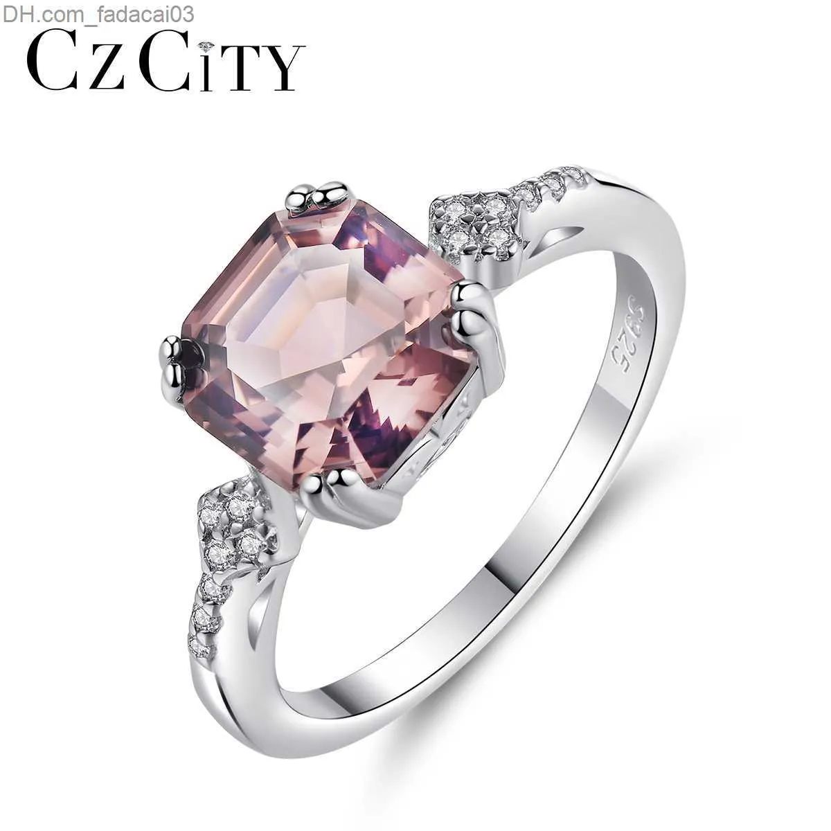Bröllopsringar CZCITY Märke 925 Sterling Silver Finger Ring för kvinnor med Moggeni Sculpture S925 Deluxe Girl Wedding Bridal Jewelry Z230712