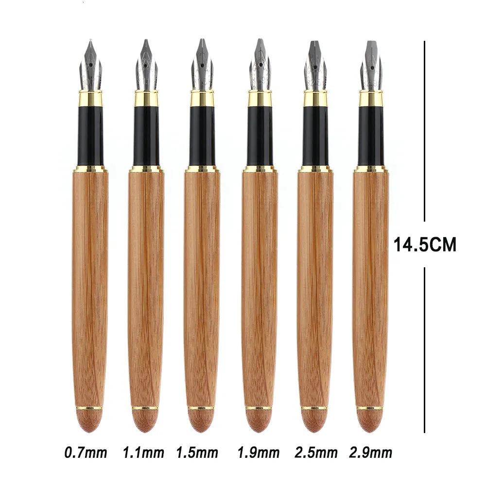 Fountain Pens 1Pc Bamboo Calligraphy Art Pen Broad Stub ChiselPointed Nib 07mm 11mm 15mm 19mm 25mm 29mm Writing Tool 230707