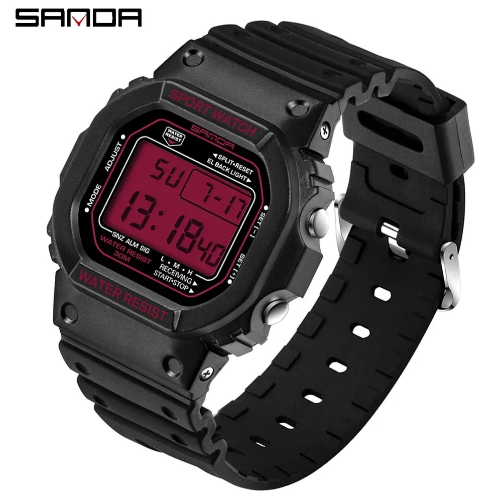 Sanda montre numérique hommes dames sport montres multifonction alarme étanche montre électronique militaire horloge Reloj Hombre 329