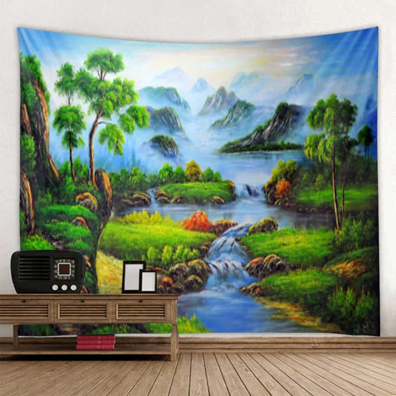 タペストリーズ美しい風景油絵アートタペストリーアートデコレーションブランケットカーテンハンギングホームベッドルームリビングルームの装飾