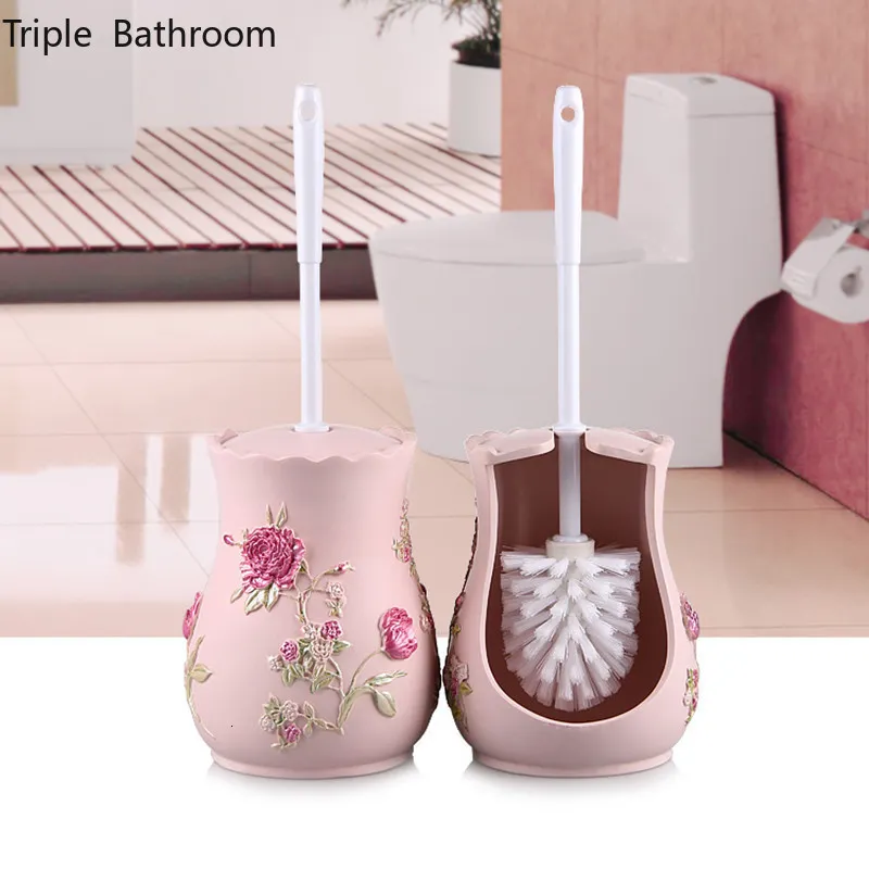 Porte-brosses de toilette Ensemble de nettoyage en résine pour toilettes Accessoires de salle de bain européens Brosse Ménage avec support Au sol 230710