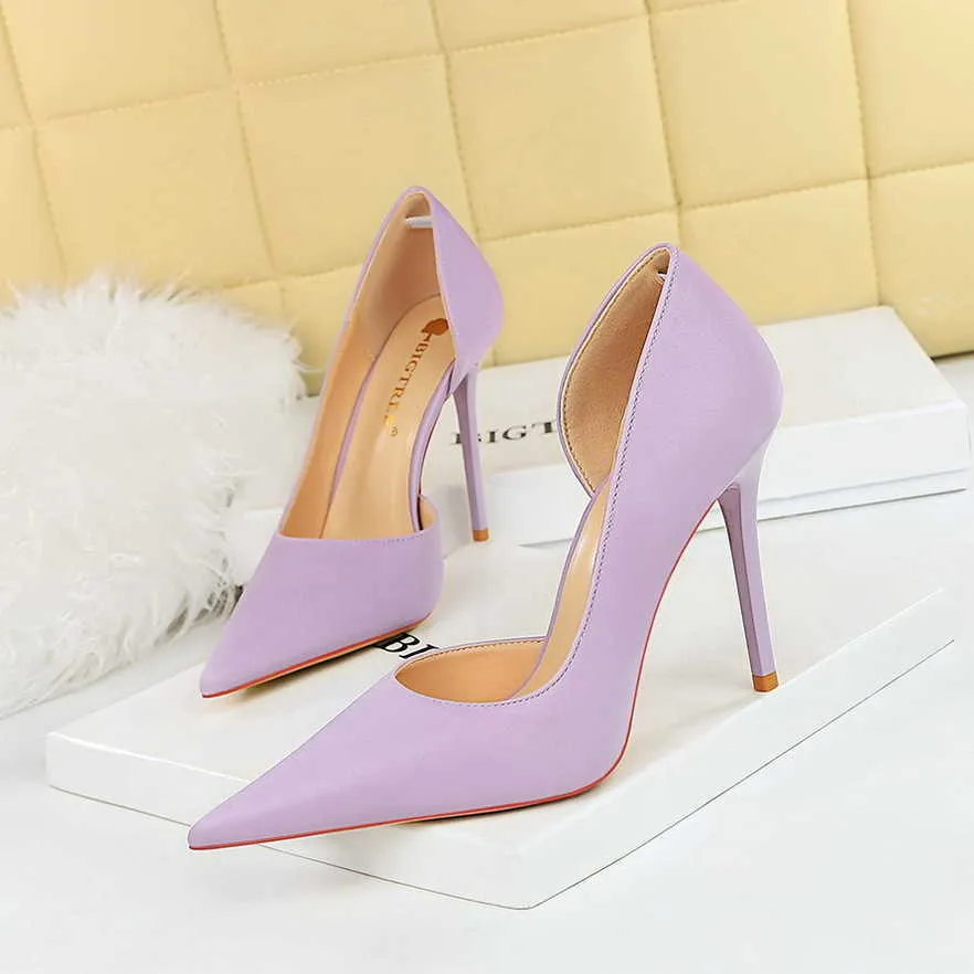 2023 New Womens High Heel Dress Shoes Hollow Out Woman Green Red Blue Pink Purple Sexy Pumps Party Shoes For Nightclub