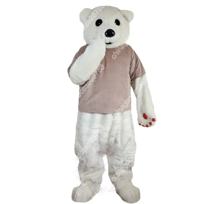 Nouveau Costume de mascotte d'ours polaire de caractère adulte Halloween robe de noël accessoires complets du corps tenue Costume de mascotte