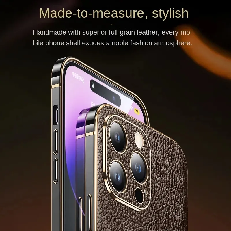 Luxuriöse Designer-Tasche aus echtem Leder für iPhone 15, 13, 14 Pro Max, neue iPhone 14pro Plus-Linse, All-Inclusive-Echtleder-Hülle für iPhone 13Pro Max